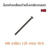 (J) สกรูหัวเหลี่ยมเกลียวตลอด น็อตเหลี่ยมดำแข็ง M8 เกลียว 1.25 (แพ็คละ 2 ตัว) เกรด 10.9 น็อตหัวหกเหลี่ยม เบอร์ 13