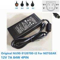 Netgear / Huntkey 12V 7A 84W ที่ชาร์จอะแดปเตอร์ AC 4ขา NU90-9120700-I2อะแดปเตอร์เครื่องชาร์จอุปกรณ์ไฟ NAS 330-10363-02ของแท้ Gratis Ongkir