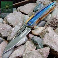 KNIVES Folding knife No.541 ใบเงา ด้ามน้ำเงินทอง  ใบ 3.1 นิ้ว ด้าม Stainless Steel ทำสีน้ำเงินตัดทอง สวยงามสะดุดตา ใบเจาะรูเพิ่มความสวยงาม ระบบล็อค Liner-Lock