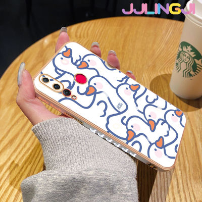 Jjlingji เคสสำหรับ Huawei Nova 4ชิ้นเคสซิลิโคนลายหงส์ขาวน่ารักเคสโทรศัพท์ชุบดีไซน์ใหม่ด้านข้างกล้องฝาปิดเลนส์เต็มเคสป้องกันกล่องกันกระแทก Softcase