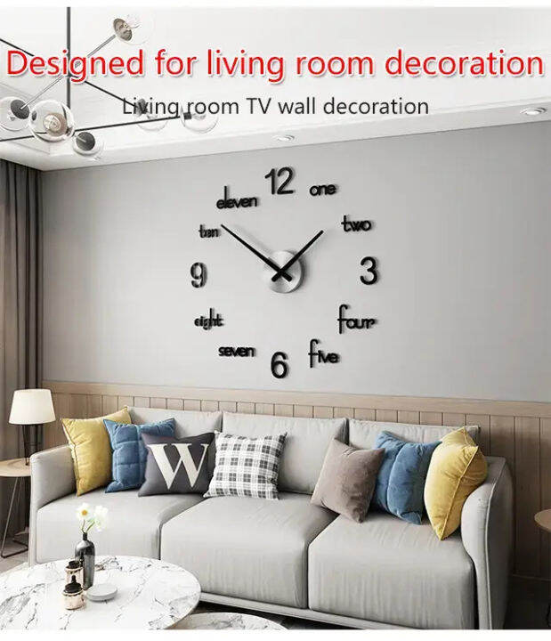 Modern Mirror Wall Clock Silent Acrylic Clock for Bedroom and Living Room Lazada
