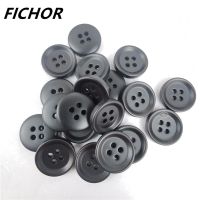 10 pcs 17.5mm 4 Hole Resin Imitation Horn Black Large Buttons For Clothing Sweater Suit Coat Vintage Decorations DIY