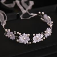 New Pearl Flower Headband Fashion Crystal Hair Band for Women Girls Wedding Hair Accessories White Crowns Headwear