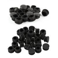 ▽▣☬ 50Pcs Round Table Chair Leg Tube Pipe Insert End Cap Black - 30Pcs 19Mm Dia 20Pcs 25Mm Dia