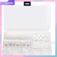 YESMILE 700pcs ไนลอนทำจากไนลอน เครื่องซักผ้าแบบแบน สีขาวขาว M2 M2.5 M3 M4 M5 M6 M8 M10 M12 ชุดจัดประเภท ซีลสเปเซอร์ 9ขนาด โอริงซีล การเชื่อมต่อไฟฟ้า