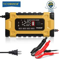 FOXSUR 12V 10A  Automotive Battery Charger 7-Stage Car Charger Fast Charging 6-180Ah Digital Display  Repair Chargers Wet Dry Car Chargers