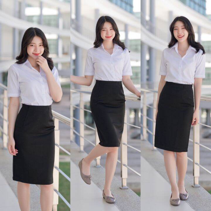 cod-dsfgretgrytwe-กระโปรงทรงเอ-ยาว22-24-26-ผ่าหลังทับ-สีดำ-ใส่เรียน-ใส่ทำงาน-กระโปรงนักศึกษา