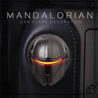 REQDSV 3D ร้อน Mandalorian ภายในรถ ตกแต่งรถยนต์ อะไหล่รถยนต์ ฝาครอบปุ่มสวิตช์สตาร์ท สตาร์ทเครื่องยนต์ด้วยปุ่มเดียว สติกเกอร์แต่งรถ การจุดไฟเครื่องยนต์