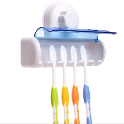❖✔✑ 6 Hooks Toothbrush Suction Cup Wall Mount Toothbrush Holders Dust Cover