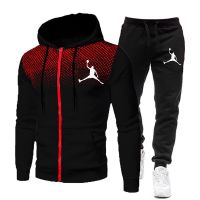 Autumn Winter Mens sports 2 piece set zipper sweatshirt Mens Casual Pants Hoodie Suit Gym Jogging Wear Best-selling Brand