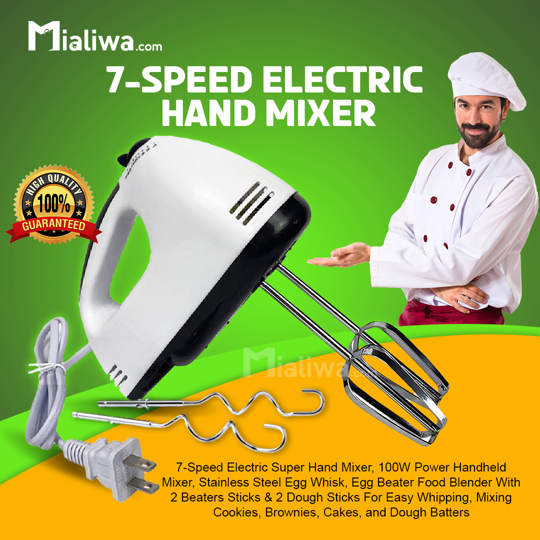 Brownies Cakes Dough Batters 7 Speed Handhold Mixer for Whipping Mixing Cookies Green Electric Hand Mixer 