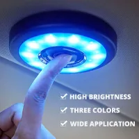 Car Ambient Lamp Interior Ceiling Light Auto Roof Rechargeable Reading Light 3 colors LED Night Light for Truck Home Party Camp