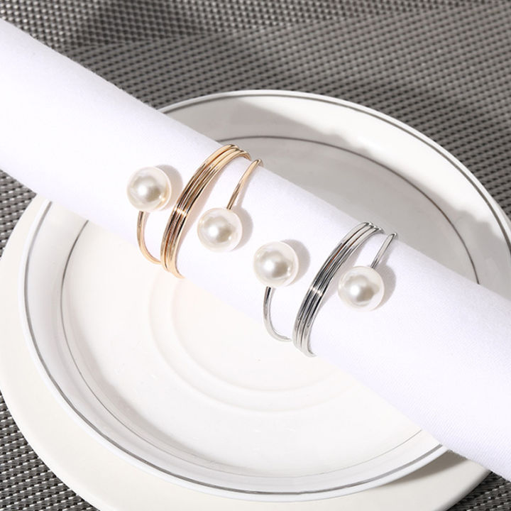 xinyi3แหวนผ้าเช็ดปากมุกบนโต๊ะอาหารโต๊ะรับประทานอาหารของตกแต่งบ้าน
