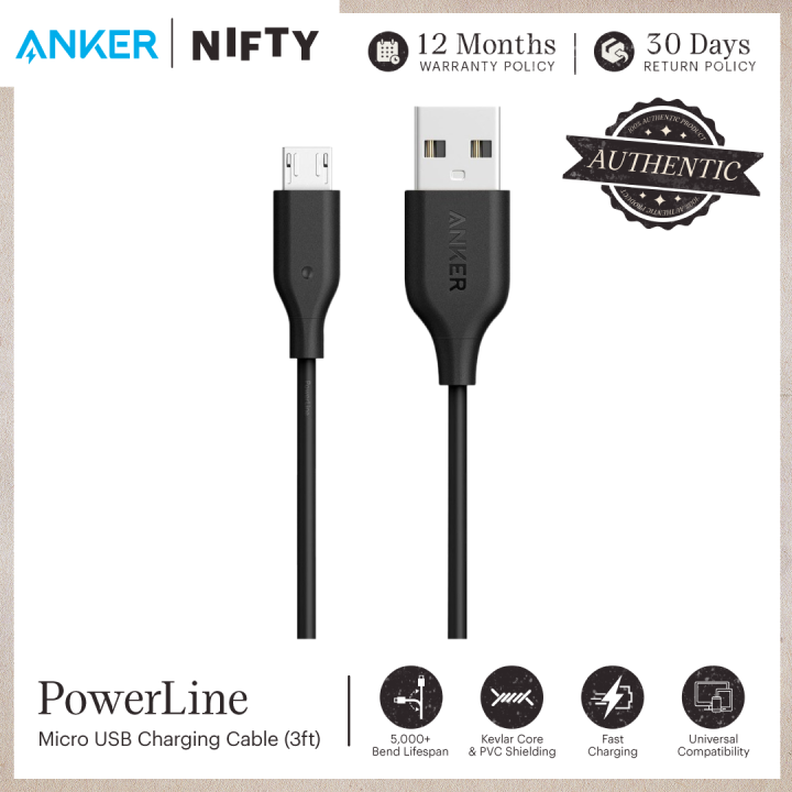 Anker Powerline Micro USB Charging Cable, 3ft, Aramid Fiber, 5000+ Bend