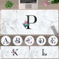 Easy-to-clean and Large Size Mouse Mat 30x60cm 30x80cm PU Leather White-marble Letter Printing Series Anti-slip Gaming Mouse Pad