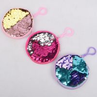 ♦ Sequin flip keychain coin purse round bag coin purse portable earphone bag childrens gift mermaid