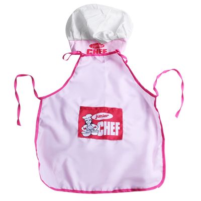 Childs Kids Chef Hat Apron Cooking Baking Boy Girl Junior Gift (Pink)