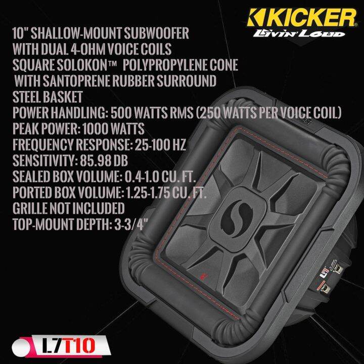 สินค้าคุณภาพ-kicker-รุ่นl7t10-solo-baric-ดอกลำโพง-10นิ้ว-ซับวูฟเฟอร์-วอยซ์คู่-ดอกซับ-กำลังขับ1000วัตต์-จำนวน1ดอก