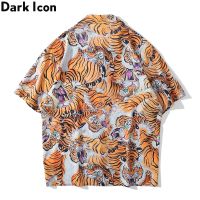 เสื้อเชิ้ตสําหรับผู้ชายแขนสั้นพิมพ์ลาย Dark Icon Tiger