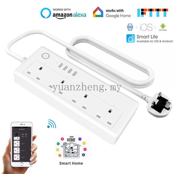 Tuya WiFi Smart Power Strip Surge Protector UK Plug Socket Outlets