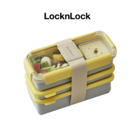 [Locknlock] DOSILOCK กล่องอาหารกลางวัน3ชั้น,กล่องอาหารกลางวัน (หมวกกันอากาศ360มล. และหมวกเรียบง่าย530มล.) พร้อมชุดเครื่องใช้บนโต๊ะอาหาร