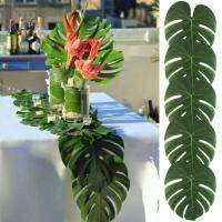 ZIR เครื่องประดับโต๊ะปาร์ตี้โรงแรมงานแต่งงานแบบเขตร้อนทำจากใบ Monstera เทียม12ชิ้นใช้ซ้ำได้