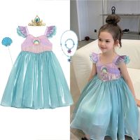 2023 Disney Little Mermaid Ariel Princess Costume Kids Dress For Girls Cosplay Children Carnival Birthday Party Clothes Mermaid