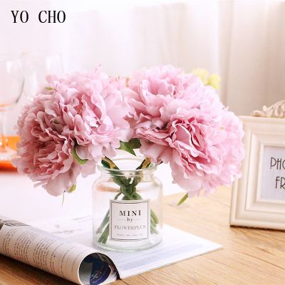 【cw】 YO CHO SilkArtificialSingle Branch FakeFlowers PinkWedding Decoration Table DecorArrangement 【hot】