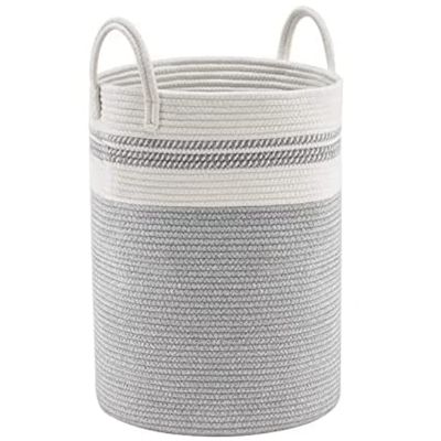 Cotton Rope Basket High Durability Laundry Basket Drain Basket with Handle Bedroom Toy Blanket Storage
