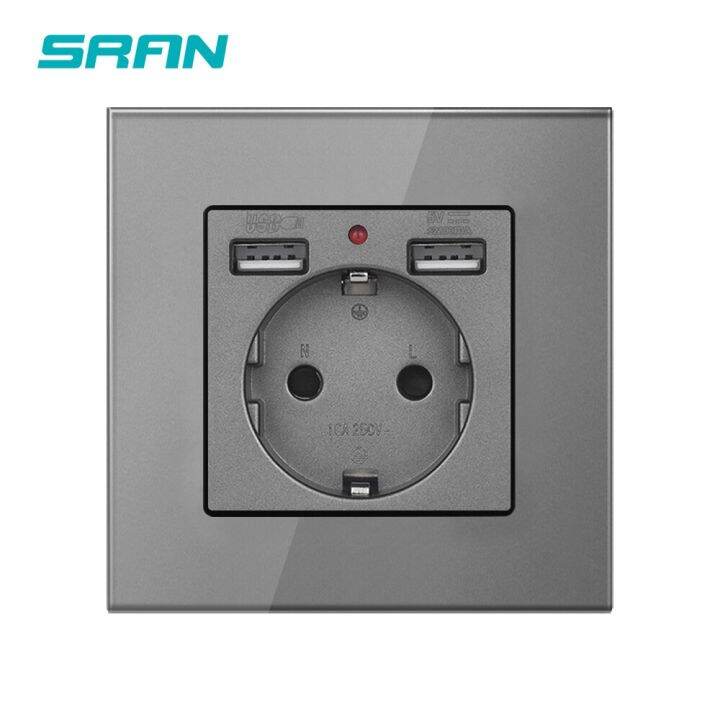 sran-eu-power-socket-socket-with-usb-charging-port-2-1a-16a-crystal-glass-panel-russia-spain-wall-electric-sockets-outlet