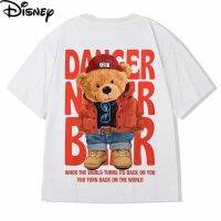 【New】Disney Tide แบรนด์เสื้อยืดแขนสั้นหลวมเสื้อสวมหัวหมีคู่รักผู้ชายแนวโน้มฤดูร้อน