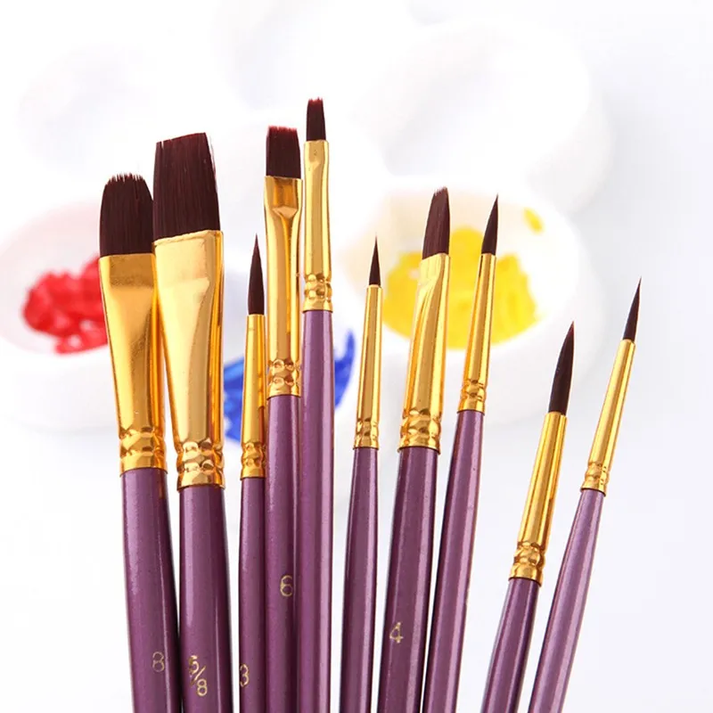 Artist paint brush set nylon hair watercolor acrylic oil painting