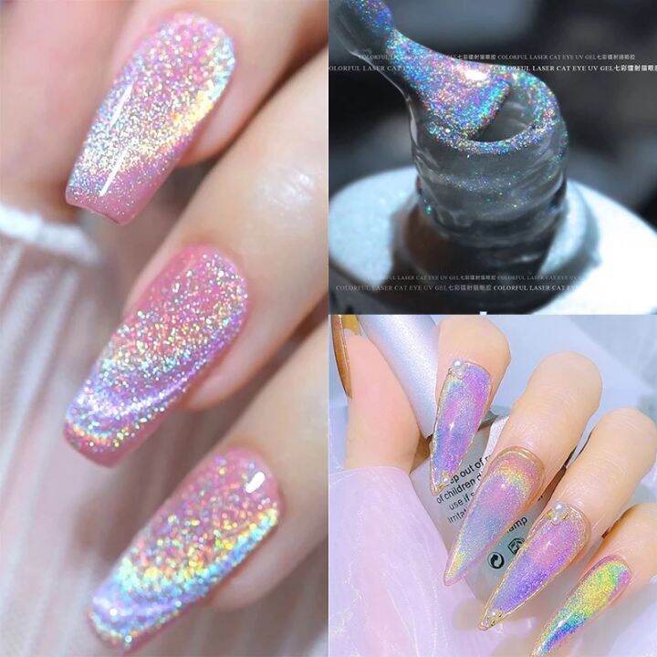 8ml Rainbow Cat Eye Gel UV LED Glitter Nail Polish Colorful