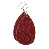 1 Pair of Leather Earrings Lightweight Artificial Leather Leaf Earrings Teardrop Pendant Handmade Lady Girl