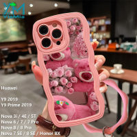 YiaMia เคสโทรศัพท์แฟชั่นสำหรับ Huawei Y9 2019 / Y9 Prime 2019 3i Nova/4E/5T / 6 / 7 / 7 Pro / 8 / 8 Pro / 7 Se/ 8 Se/ 8 8X เคสโทรศัพท์ซิลิโคนนิ่มรูปหมีสตรอเบอร์รี่รูปการ์ตูนเคสโทรศัพท์สำหรับหญิงสาวน่ารักสุดสร้างสรรค์