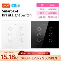 【DT】hot！ Tuya WiFi Brazil Wall Switches Panel 4/6 Gang for 100-250V