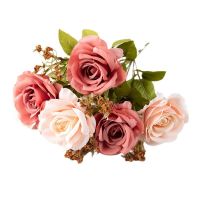 【DT】 hot  Simulation Roses Bouquet Silk Fake Flower Green Plant Restaurant Decoration Romantic Star Moon Rose Bundle Artificial Flowers