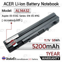 รับประกัน 1 ปี แบตเตอรี่ โน้ตบุ๊ค แล็ปท็อป ACER AL14A32 5200mAh Aspire E5-572G E1-571 E5-571 E5-411 E5-421 E5-511 E5-521 V3-472 V3-572 E14 E15 Touch Extensa 2509 2510 Travelmate P246 TMP246 Battery Notebook