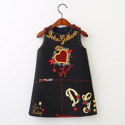 Girls Dress Spring Autumn European and American Style embroidery Flower vest dress toddler Baby Girls clothing