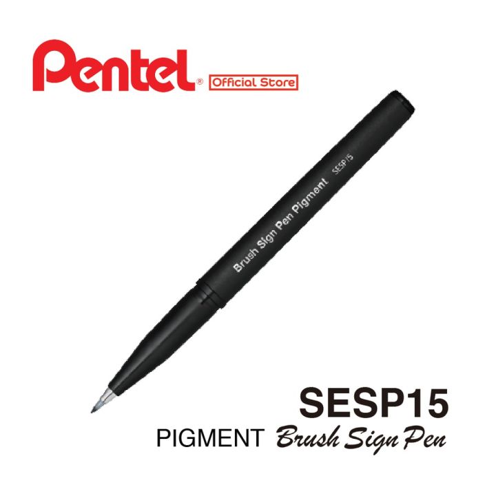 Pentel Fude Touch Brush Pigment Sign Pen I ปากกาหัวพู่กันหมึกกันน้ำสีดำ  สีเทา และสีน้ำตาล | Lazada.Co.Th