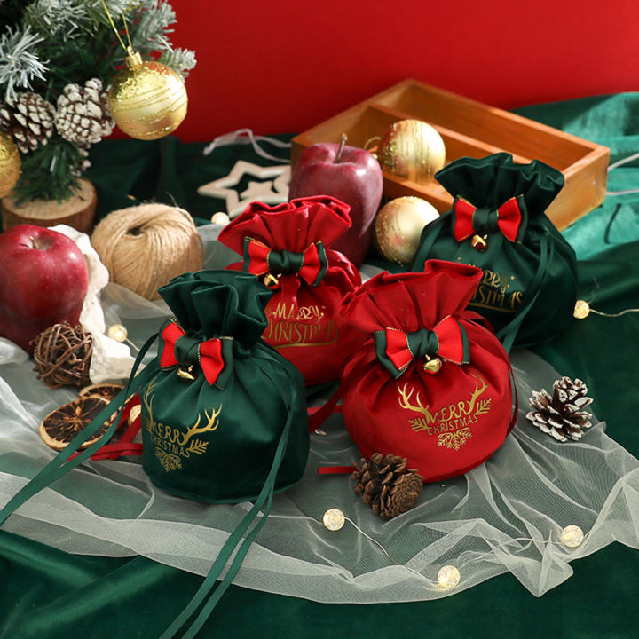 abl-ถุงซานตาผ้ากำมะหยี่คริสต์มาสบรรจุภัณฑ์ของขวัญซานตาคลอสคุกกี้บิสกิตปีใหม่