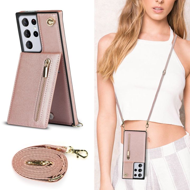enjoy-electronic-leather-case-for-samsung-galaxy-s22ultra-s21plus-wallet-zipper-phone-case-with-lanyard-s20fe-note20ultra-protective-cover