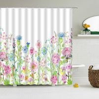 3D Printing Green Plant Flower Tree Bath Screens Bathroom Shower Curtain Waterproof Polyester Cloth Home Decor Shower Curtain