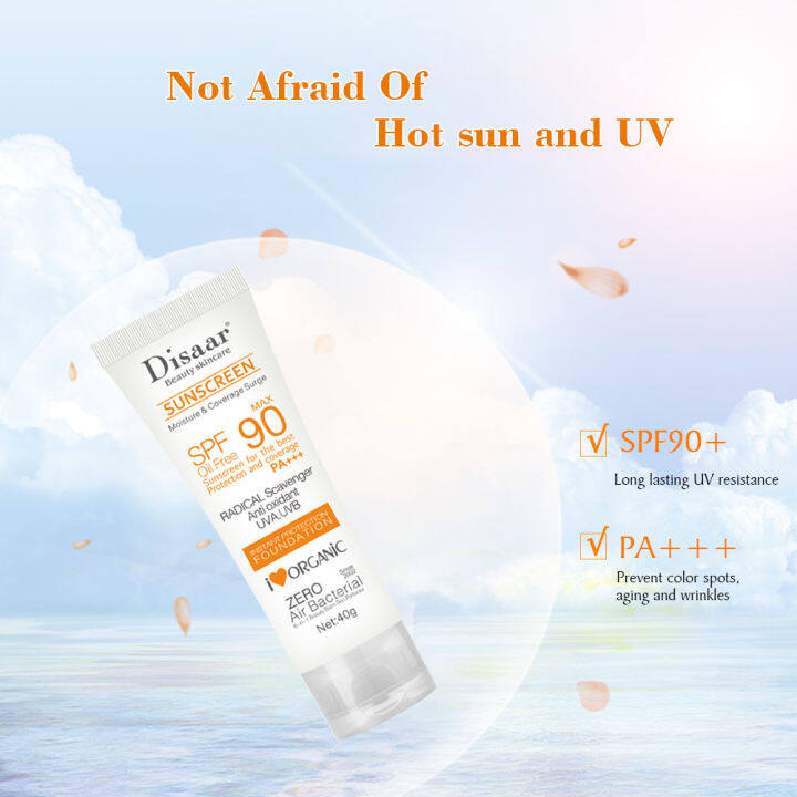 ของแท้100-disaar-uv-sunscreen-ครีมกันแดด-40g-spf-90-pa-ซึมไว-ไม่มัน-ไม่อุดตัน-สำหรับผิวแพ้ง่าย-กันแดดทาหน้า-กันแดดทาตัว-ครีมกันแดดหน้าฉ่ำ-กันแดดหน้าเงา-หน้าใส-หน้าเนียน-ไม่ง้อ-รองพื้น-ปกปิด-ไม่หนา-ไม่