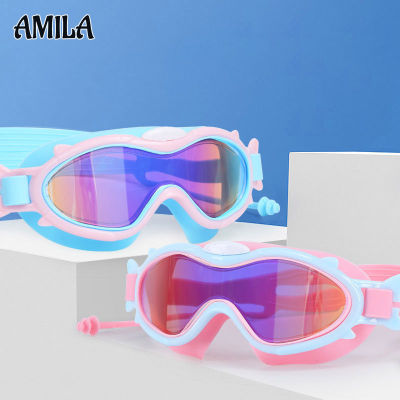 AMILA มาการองสำหรับเด็กแว่นตาว่ายน้ำ PC แว่นตากันน้ำแว่นตาว่ายน้ำป้องกันหมอก