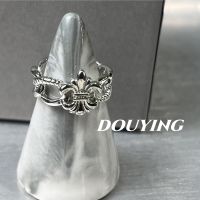 Chrome Hearts1№ Cold style retro hollow flower ring female niche design sense of wind net red light luxury open ring