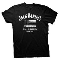 Jack Danielsเสื้อยืดแขนสั้นสำหรับผู้ชาย,เสื้อลายธงผลิตจากอเมริกา