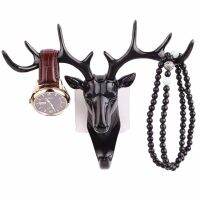 Creative Antler Plastic Hook Wallhook For Key Personality Animal Deer Head Free Punch Towels Home Decoration Wall Sticker Rack Picture Hangers Hooks