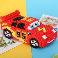 ดิสนีย์การ์ตูนรถพิกซาร์3คันบล็อกตัวต่อเพชร Lightning Mcqueen น่ารักแบบ Diy โมเดลการเชื่อมต่อรถอิฐขนาดเล็กสำหรับบล็อกของเล่น