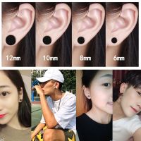 Mens And Womens Black Stud Earrings Matte Korean Style Earrings With Personality Trendy Mens And Womens Round Earrings Single Earrings For Students